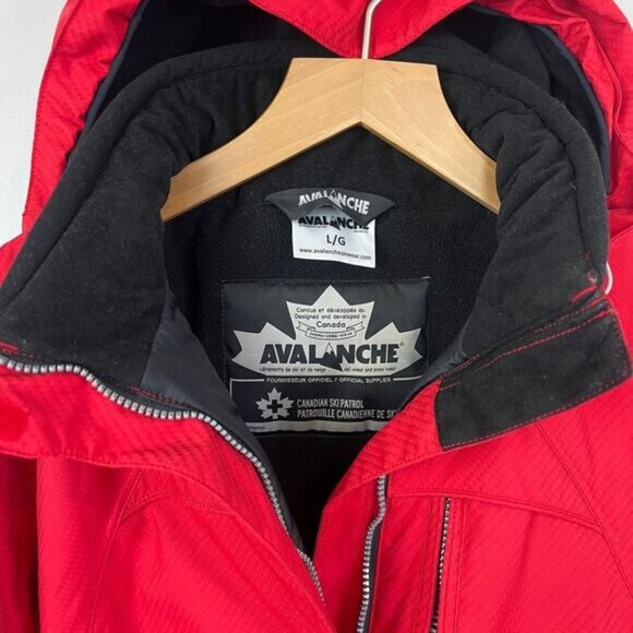 Avalanche Women's Large Red Long Hooded Nylon Ski Snow Patrol Overcoat Jacket - Picture 5 of 14